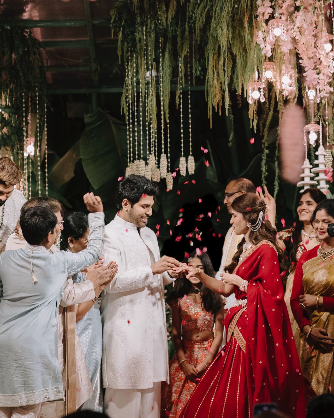 Allu Sirish and Nayanika smiling together during engagement