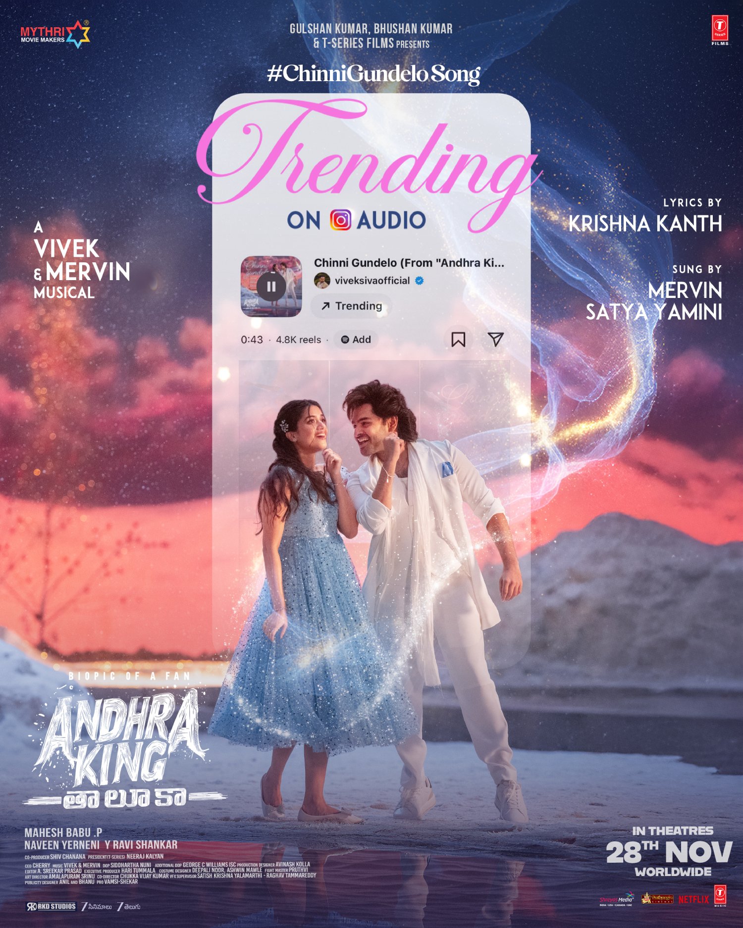 Andhra King Taluka Chinni Gundelo trending on Instagram