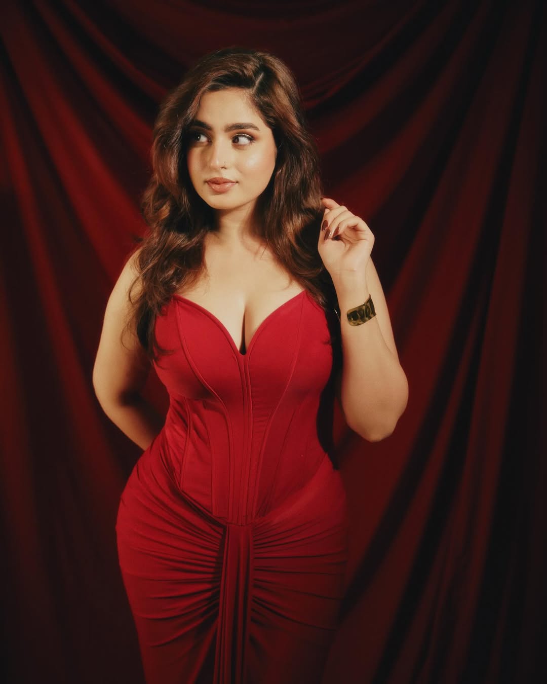 Ayesha Khan turning heads with elegant red style