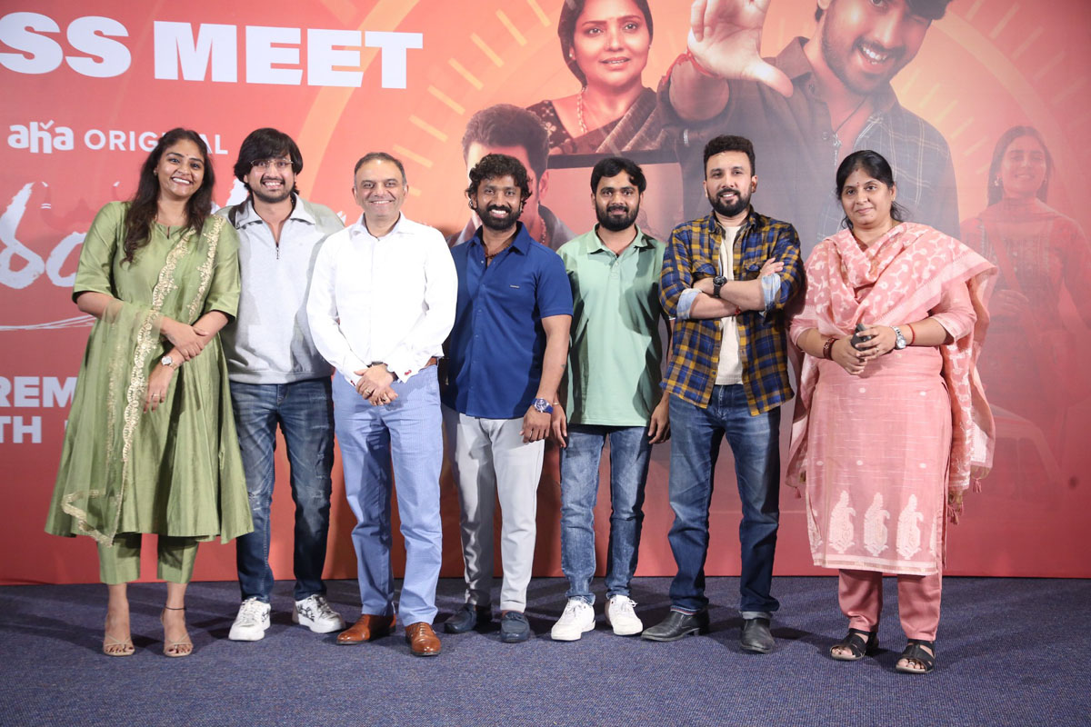 Raj Tarun with AHA team and Chiranjeeva crew