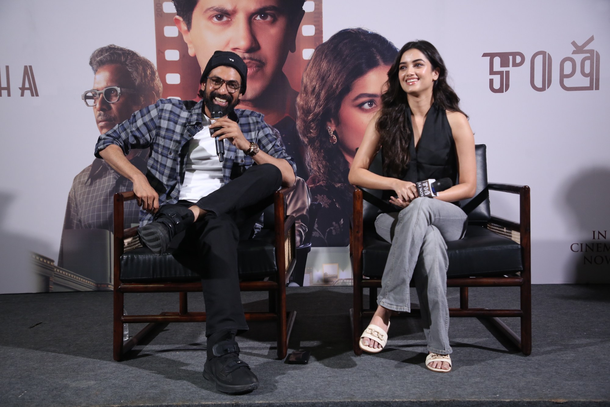 Rana Daggubati and Bhagyashri Borse interacting with media