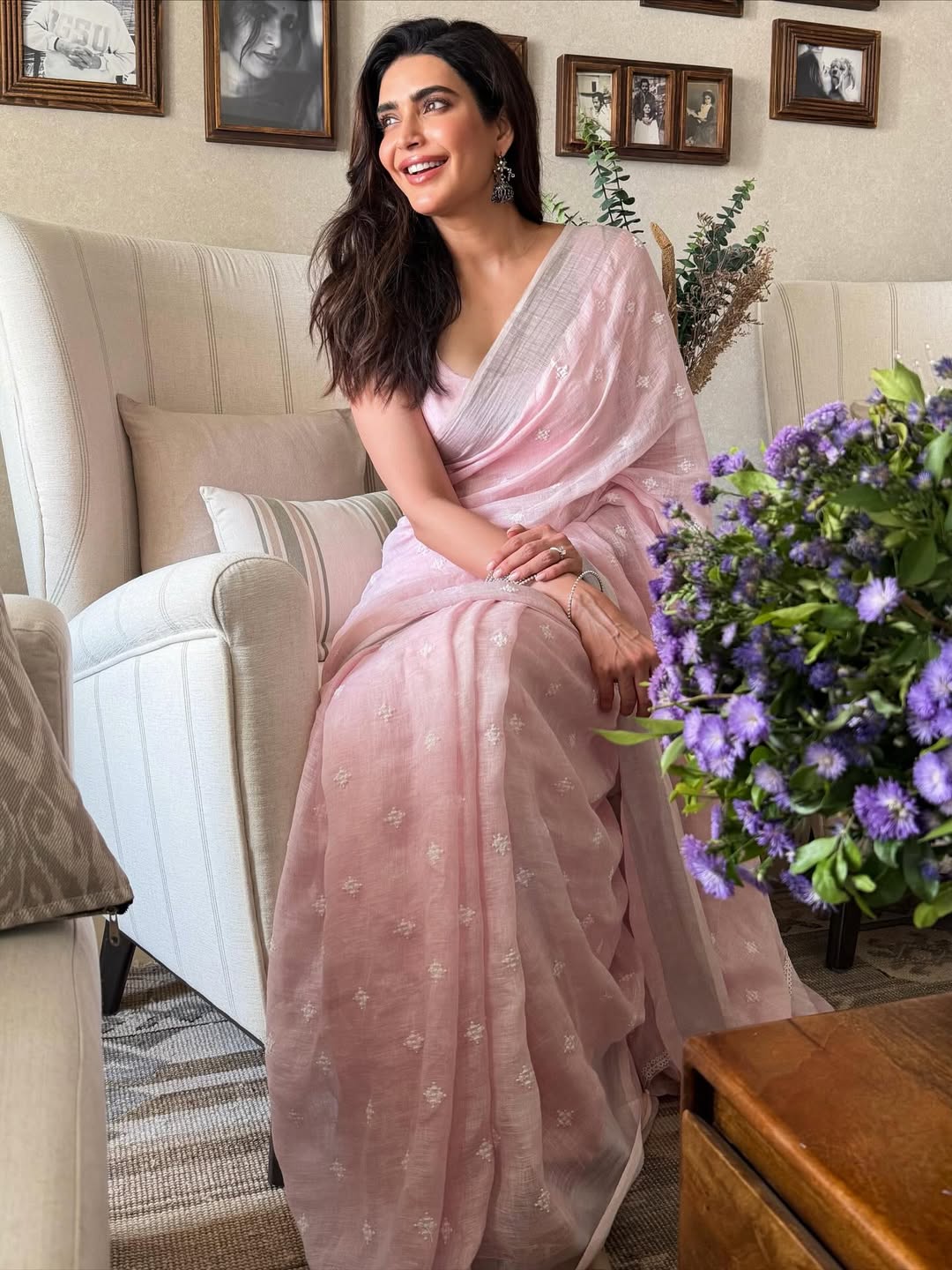 Karishma Tanna blending elegance and playfulness in pink saree