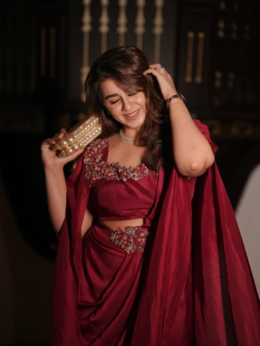 Nikki Galrani stunning in bold red elegance