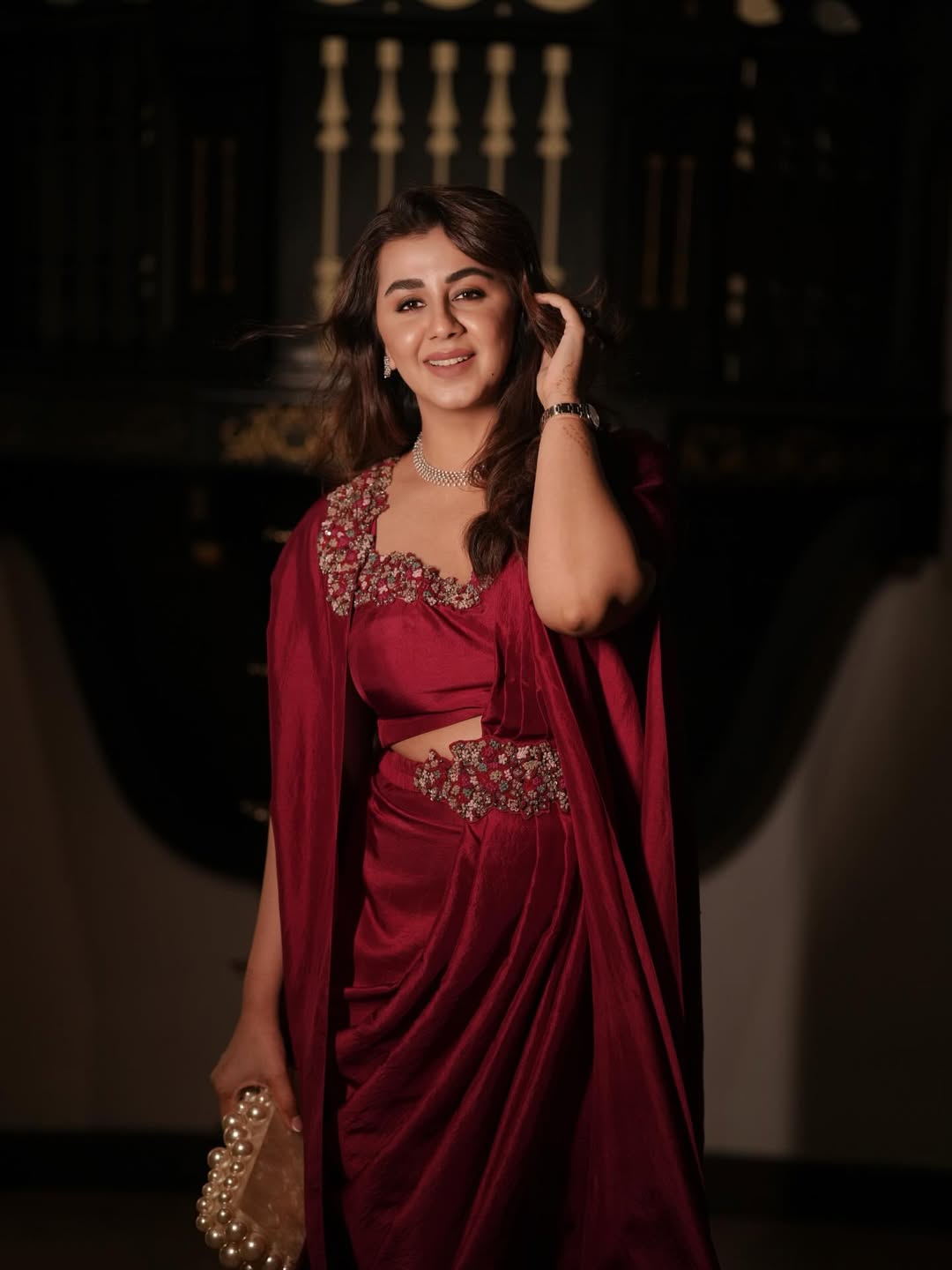 Nikki Galrani redefining elegance in deep red glam