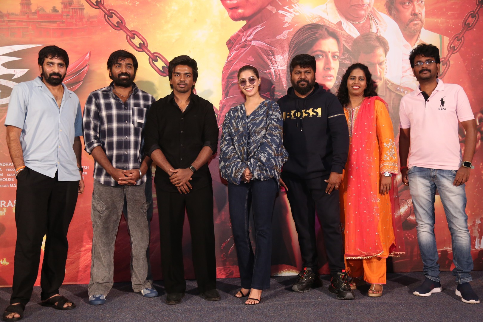 Vijay Sethupathi with Surya, Varalaxmi, Gopichand, Anal Arasu, Rajalakshmy, and Bhasya Sree