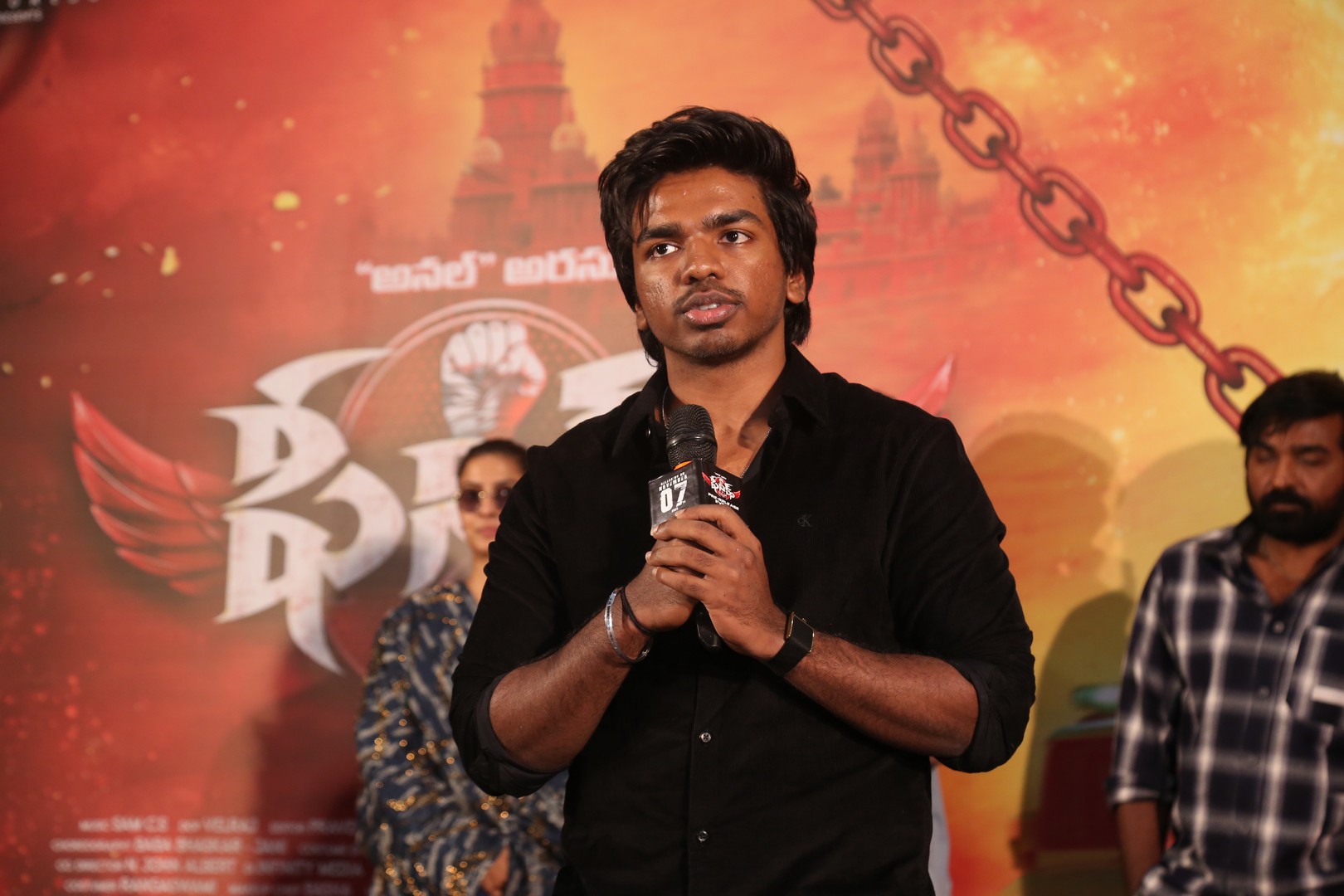 Surya Sethupathi giving a speech