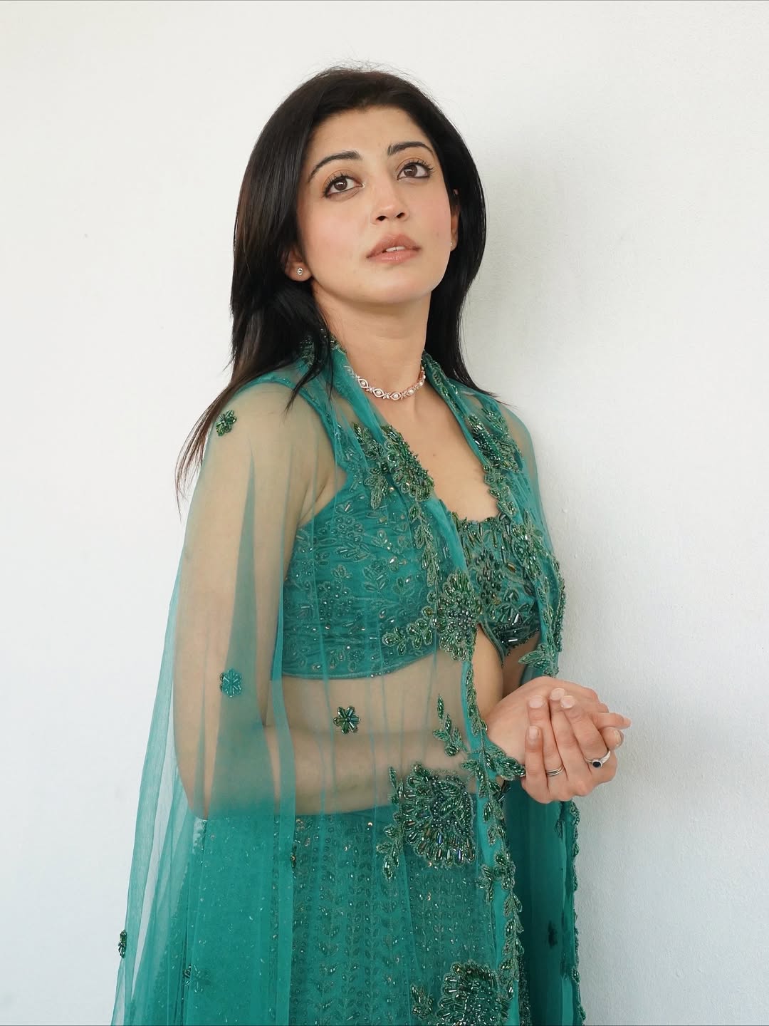 Pranitha Subhash exuding timeless elegance in teal outfit