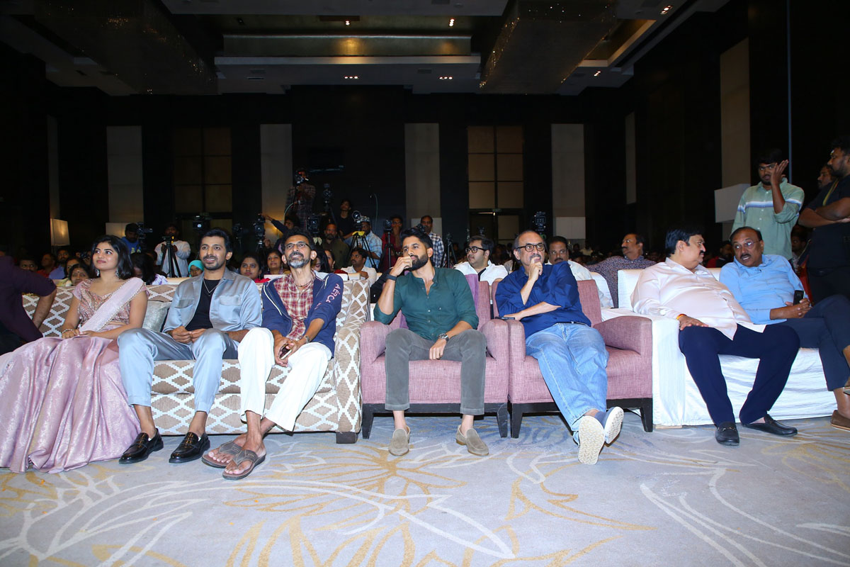 Anandhi Priyadarshi Sekhar Kammula Chaitanya Suresh Babu seated