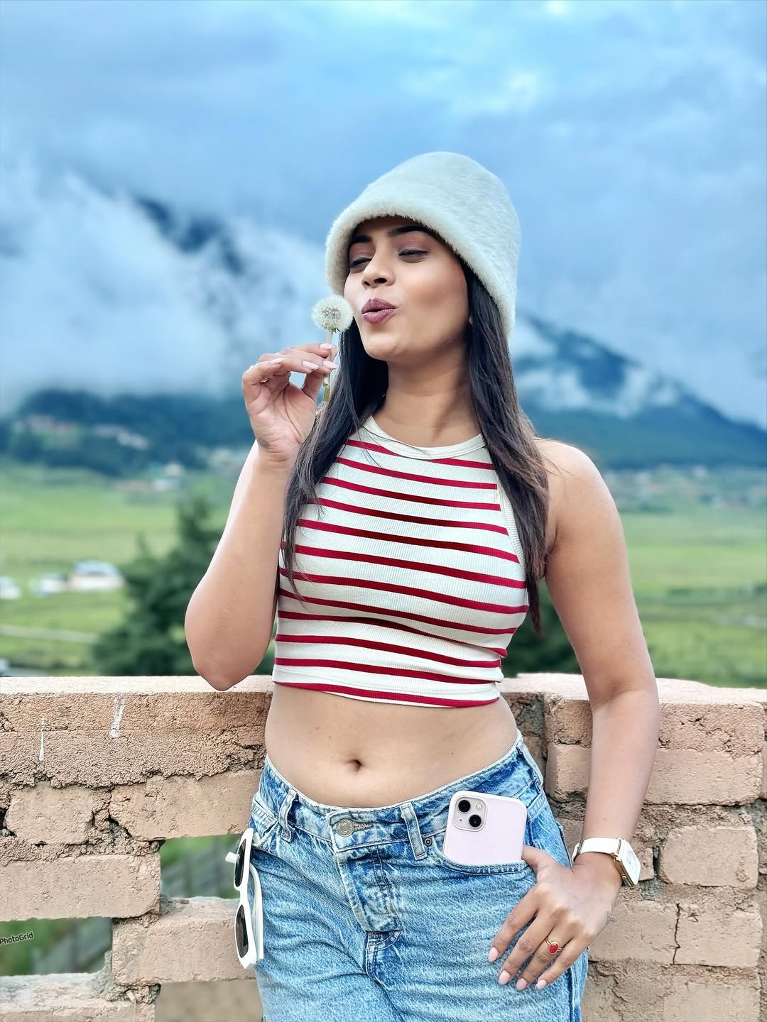 Ruchira Jadhav embracing mountain vibes with playful charm