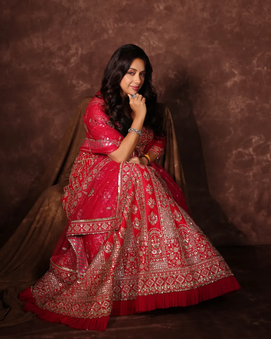 Rupali Ganguly stunning in regal red traditional ensemble