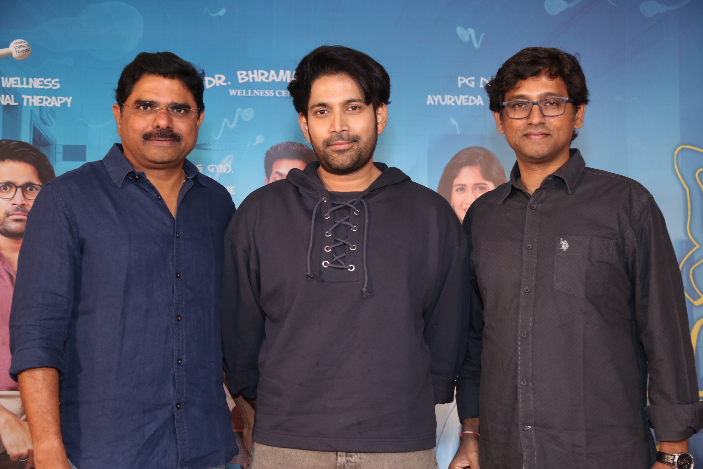 Madhura Sreedhar Reddy Vikranth Reddy Sanjeev Reddy posing for media