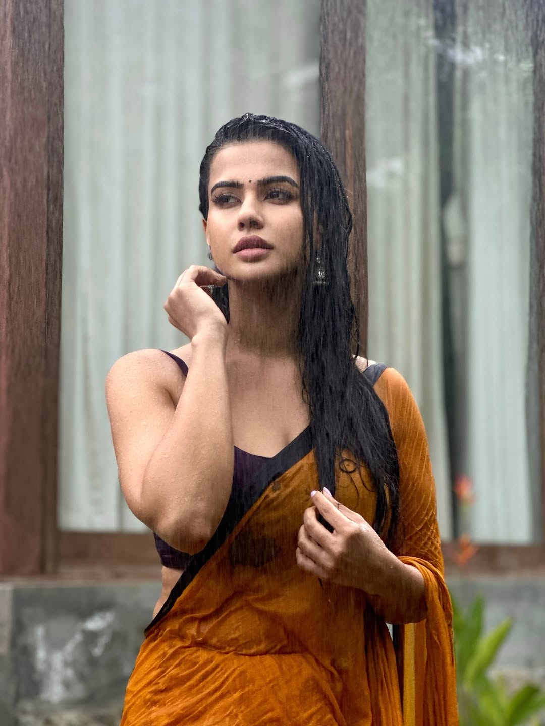 Sharmiela Mandre flaunting rain-kissed elegance with effortless confidence
