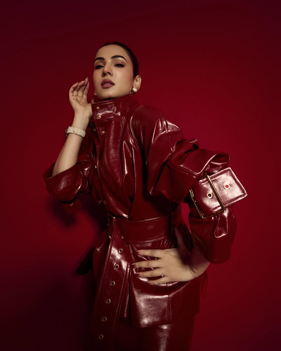 Sonal Chauhan rocking fierce red leather confidence