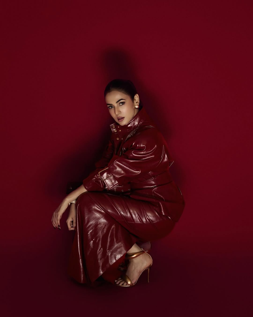 Sonal Chauhan owning bold red leather with fierce flair