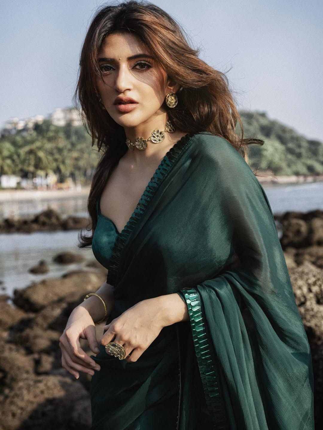 Sreeleela stunning in a chic shoreline saree