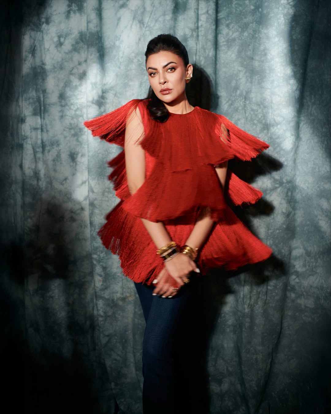 Sushmita Sen elevating glamour in a striking red outfit