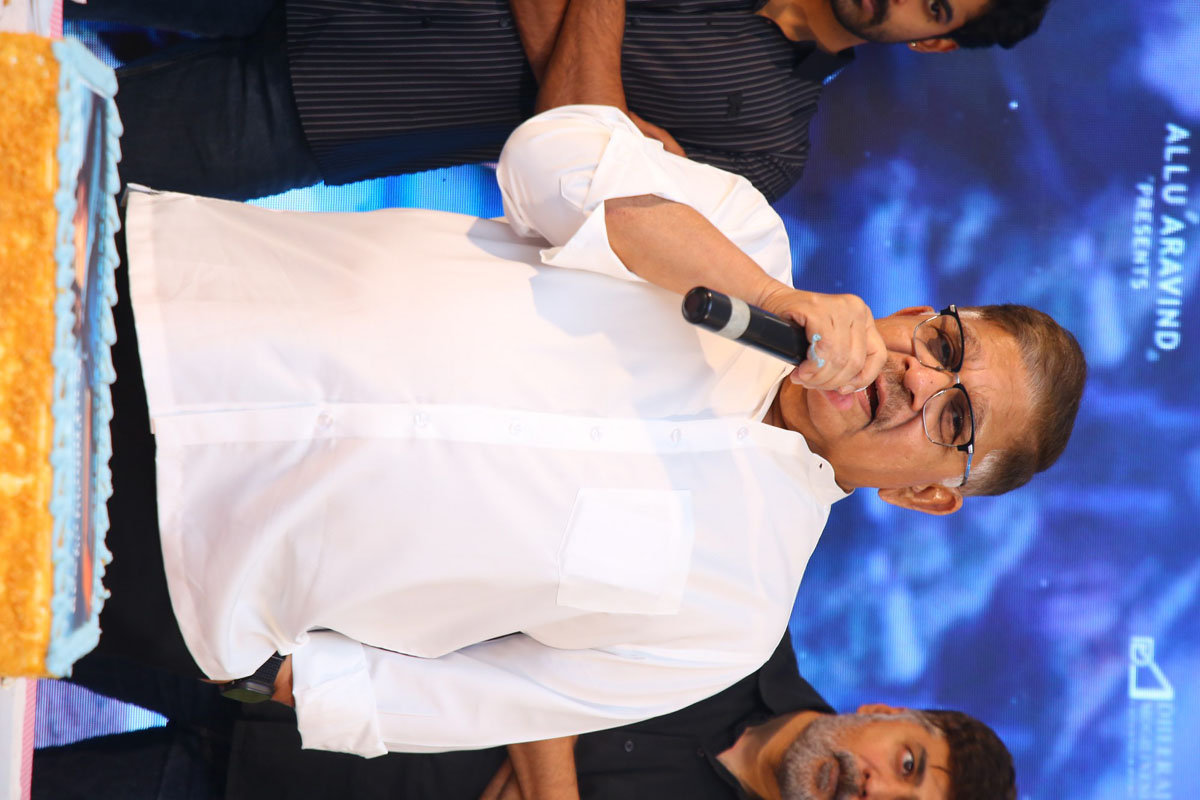Allu Aravind delivering speech at success celebration