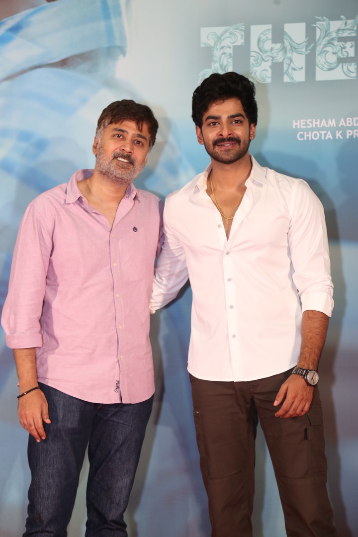 Rahul Ravindran and Dheekshith Shetty posing for media