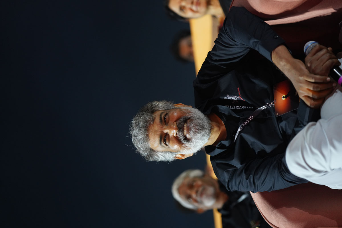 SS Rajamouli seated and smiling