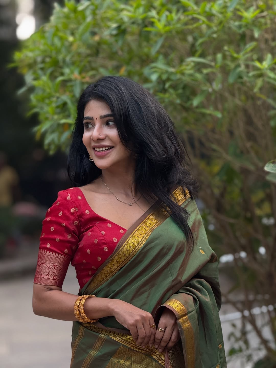 Pavithra Lakshmi radiating elegance in beautifully styled saree