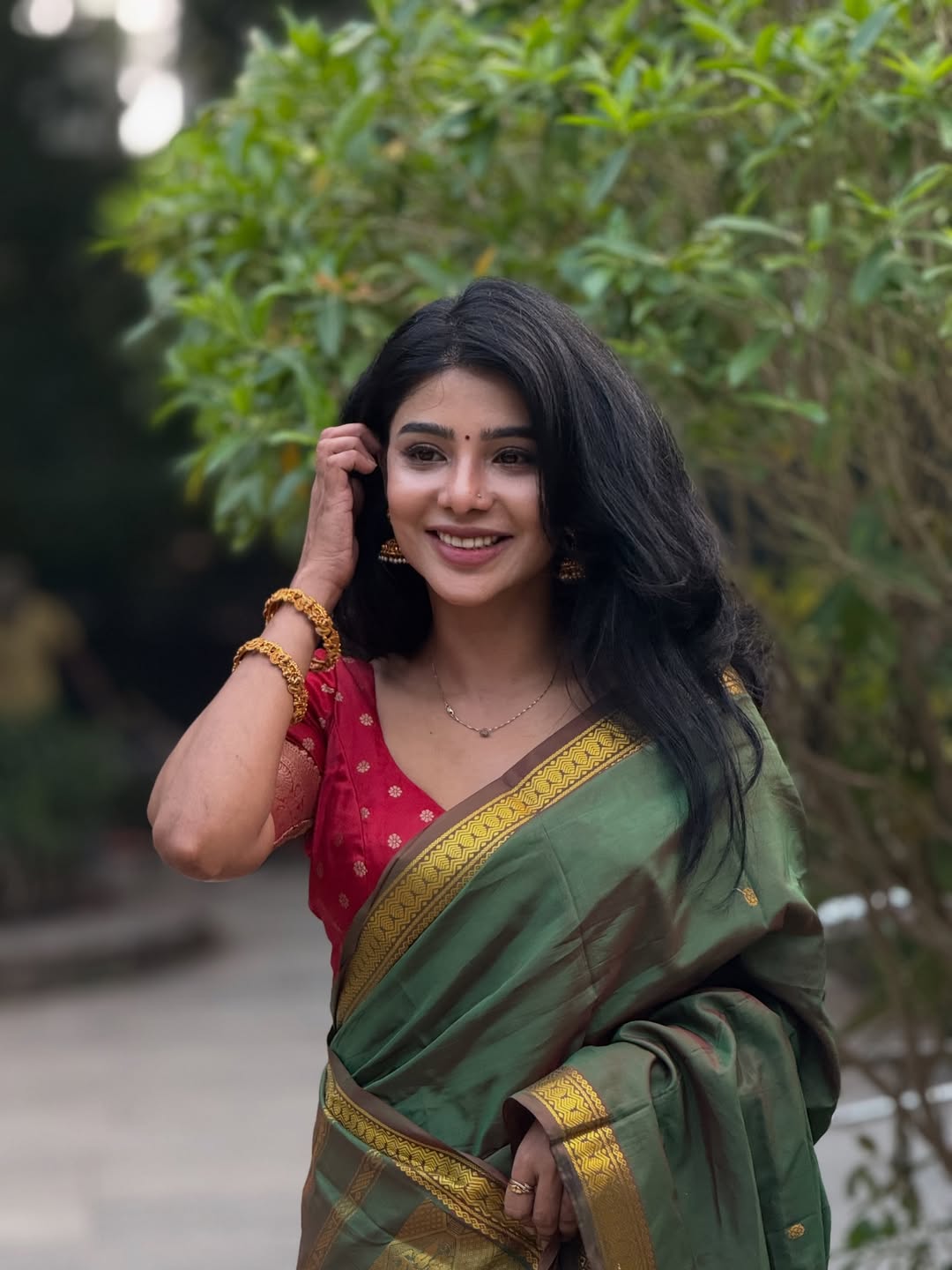 Pavithra Lakshmi embracing traditional charm with graceful style