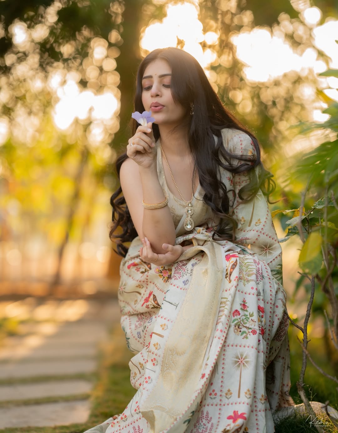 Bandhavi Sridhar channels floral elegance and classic charm