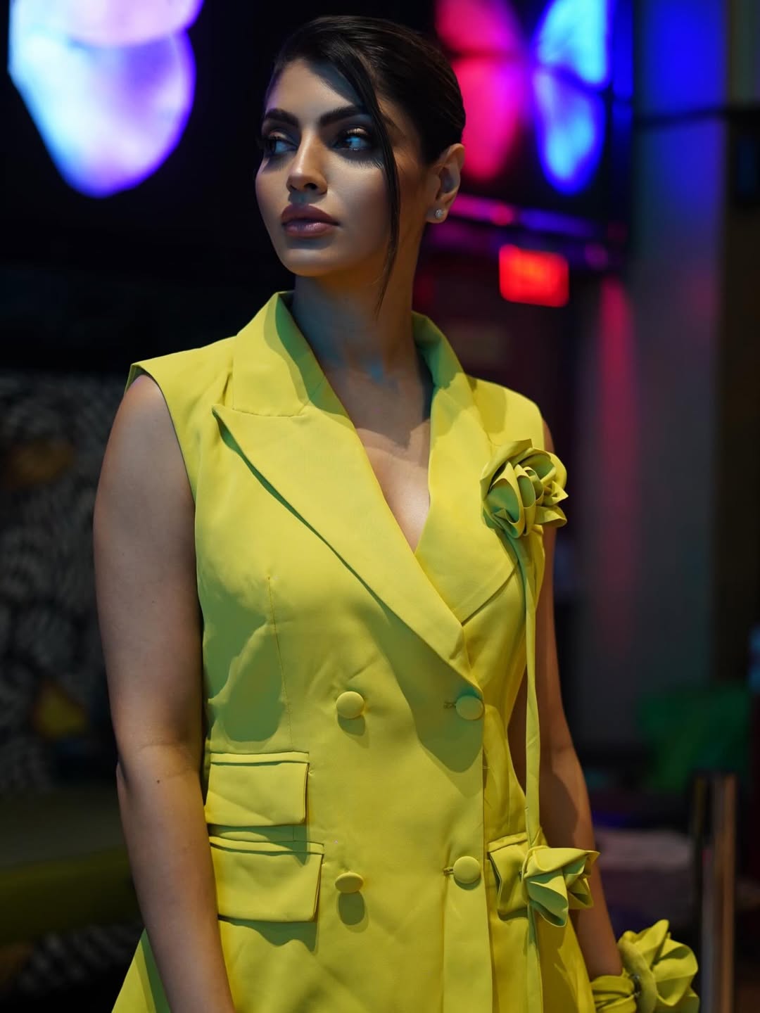 Akanksha Puri radiant in vibrant yellow fashion flair