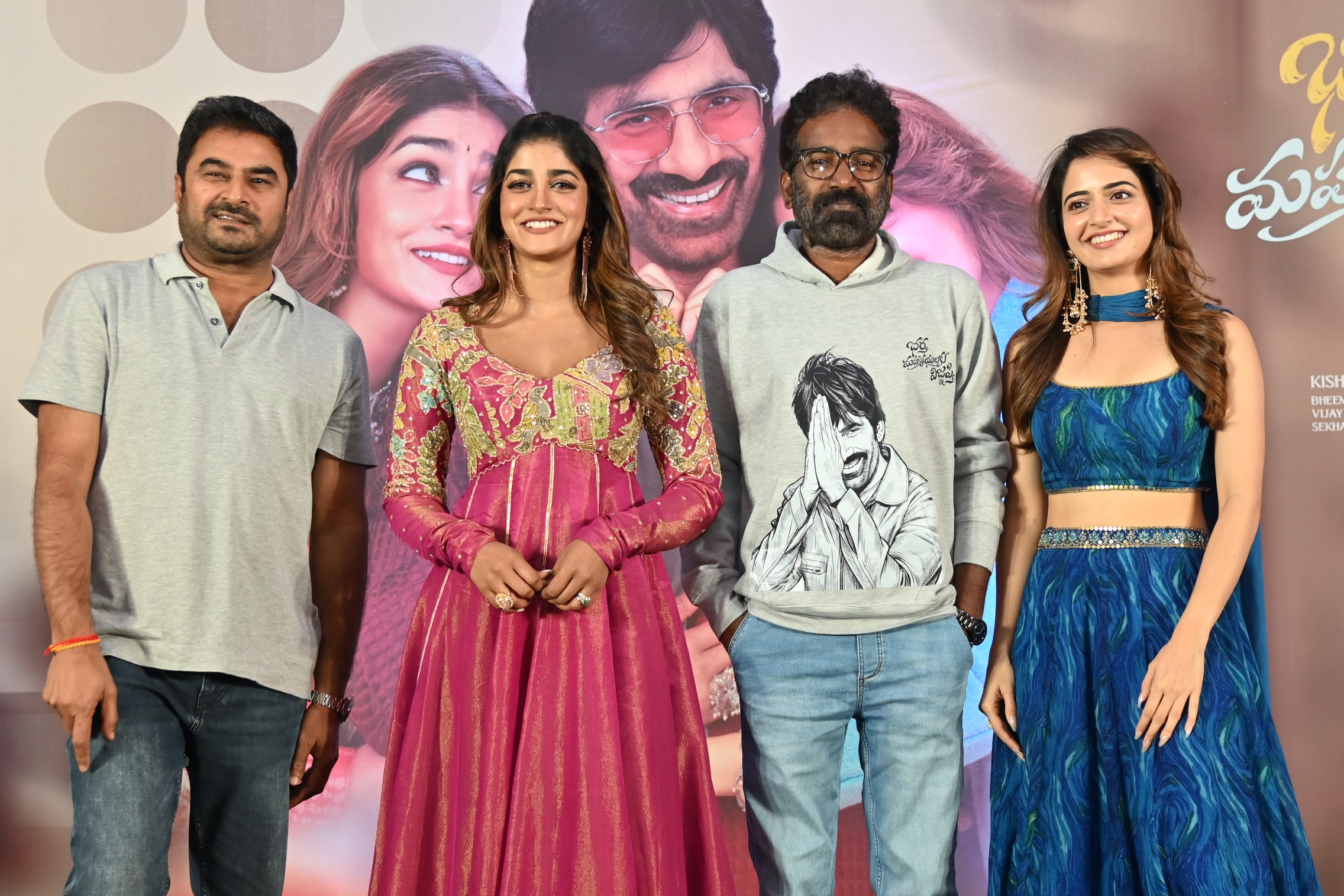 Sudhakar Cherukuri Dimple Hayathi Ashika Ranganath pose