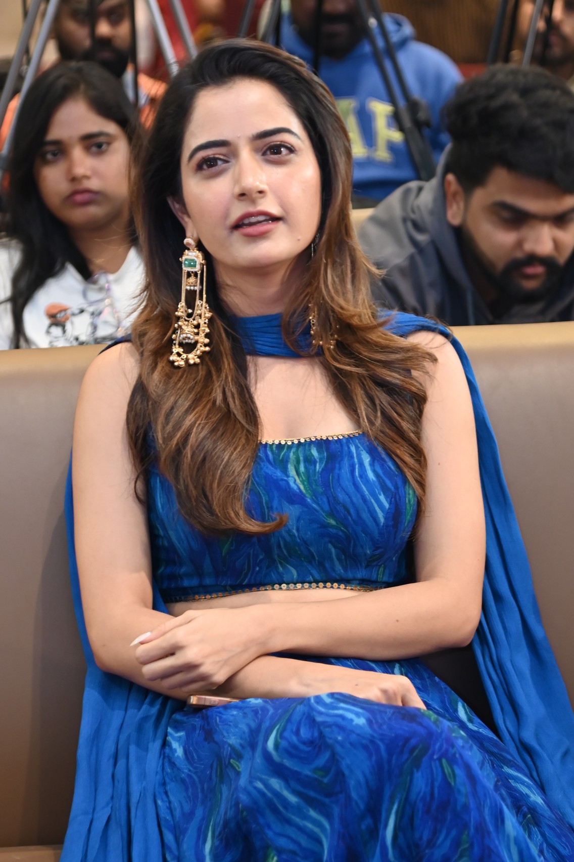 Ashika Ranganath seated during movie press meet
