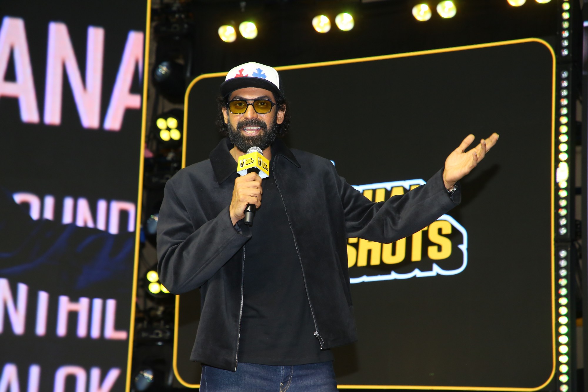 Rana Daggubati delivering keynote speech at event