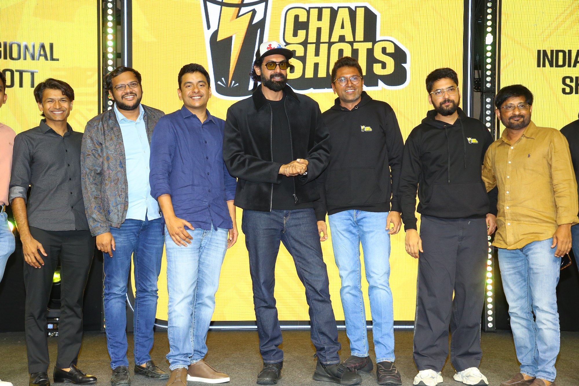 Rana Daggubati posing with entrepreneurs and film producers