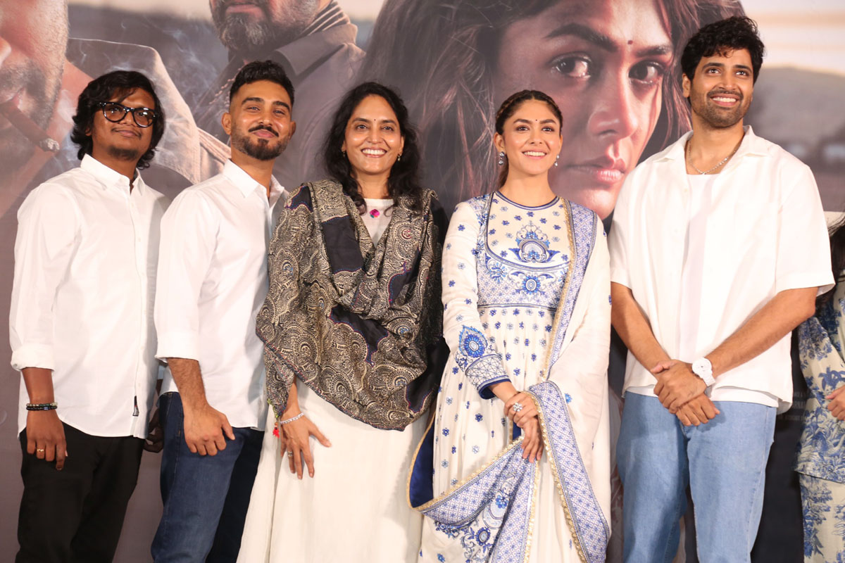 Pavan Kalyan Shaneil Deo Mrunal Thakur Adivi Sesh pose