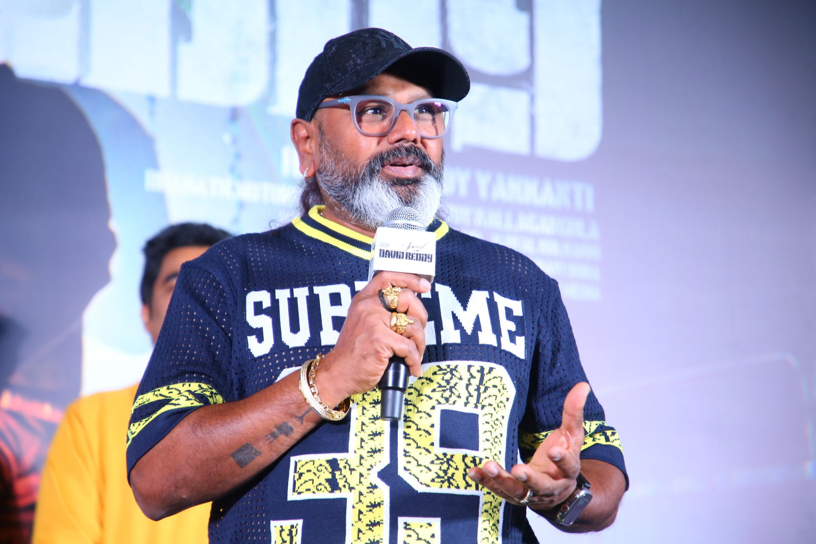 Fight Master Supreme Sundar delivering speech on stage