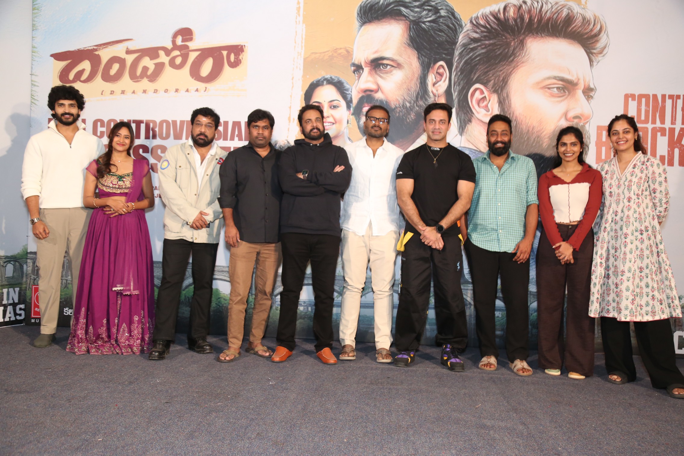 Ravi Krishna Shivaji Navdeep with Dhandoraa team