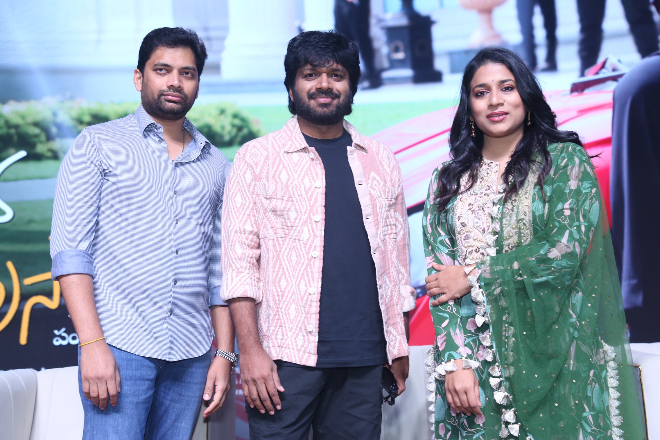 Sahu Garapati Anil Ravipudi Sushmita Konidela media pose