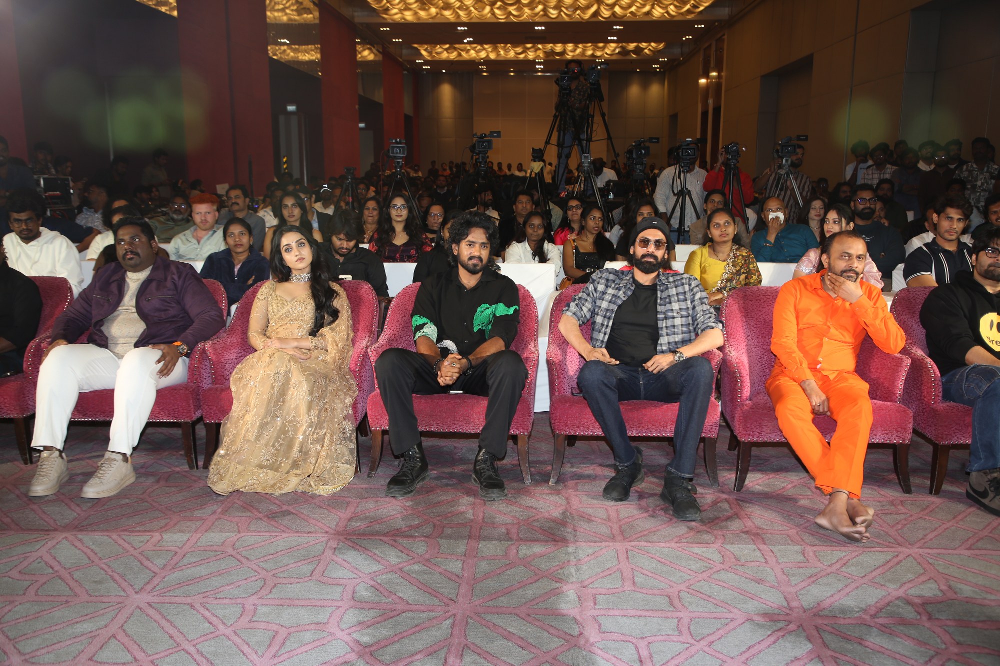 Harsha Sakshi Roshan Rana Vishwa seated