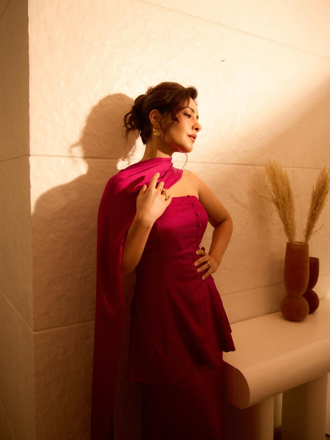 Raashii Khanna posing with elegant playful confidence