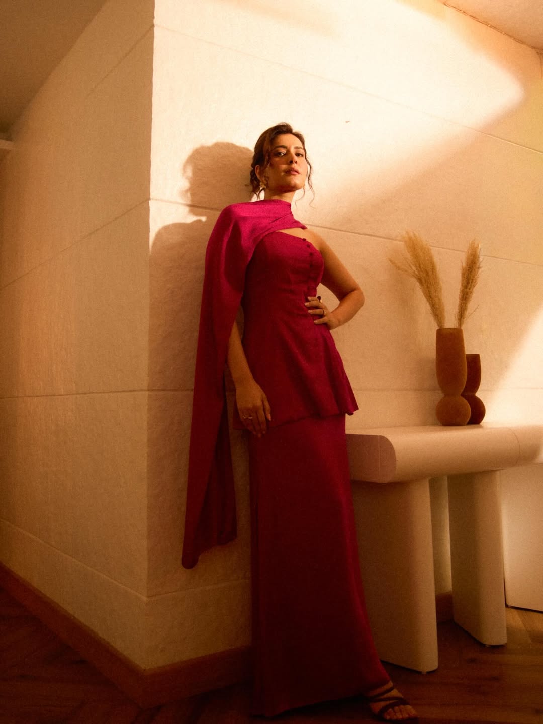 Raashii Khanna shining in bold red dramatic style