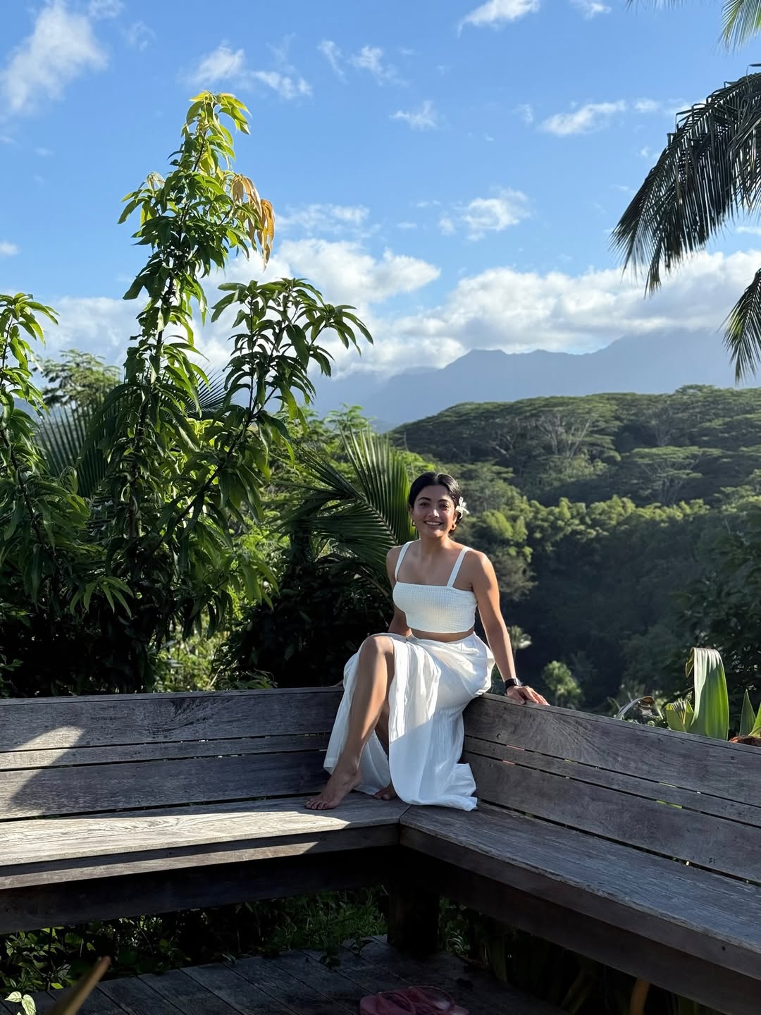 Rashmika Mandanna in white look with scenic grace