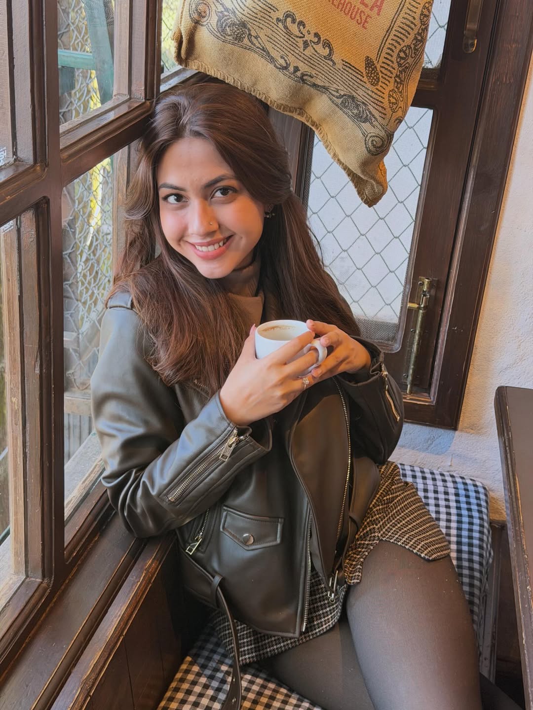 Reem Sameer Shaikh enjoying stylish coffee break cozy vibe