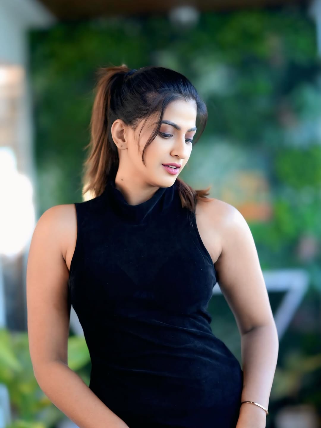Risha Gowda shines in a chic black dress