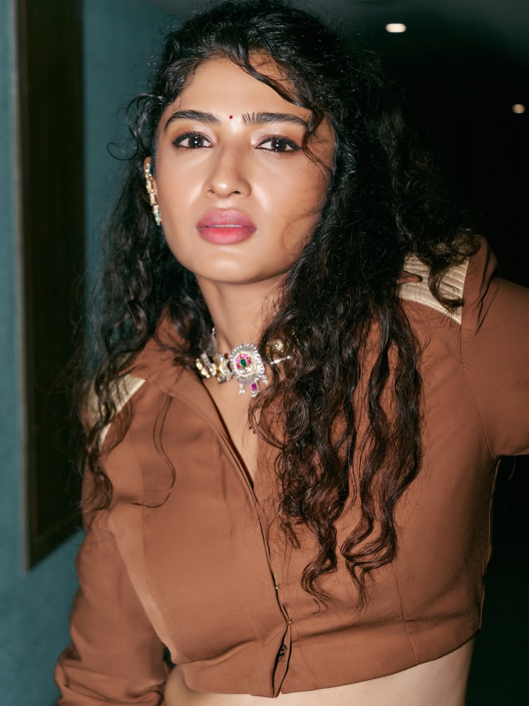 Roshni Prakash flaunting bold dress and statement necklace