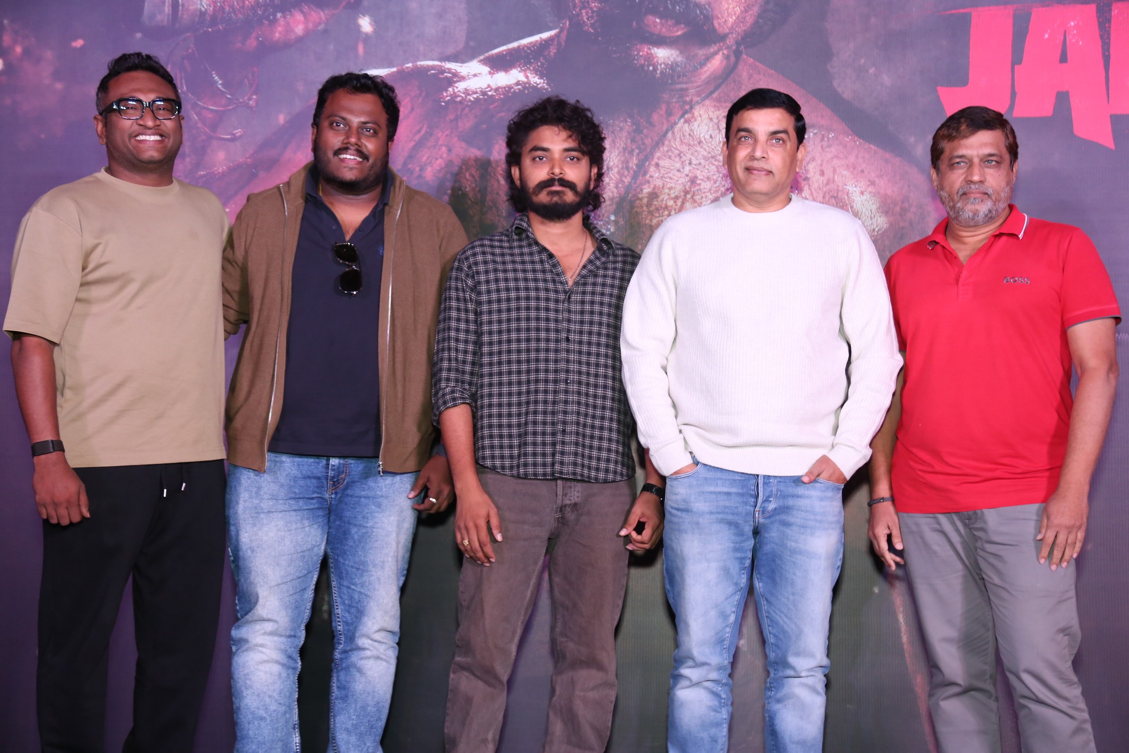 Ravi Kiran Kola Dil Raju with team media pose