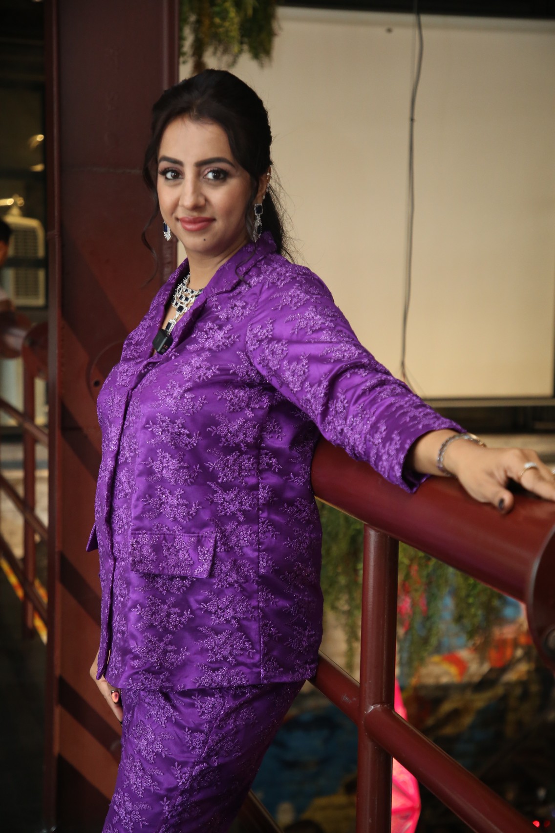 Sanjjanaa Galrani bold violet statement with elegance