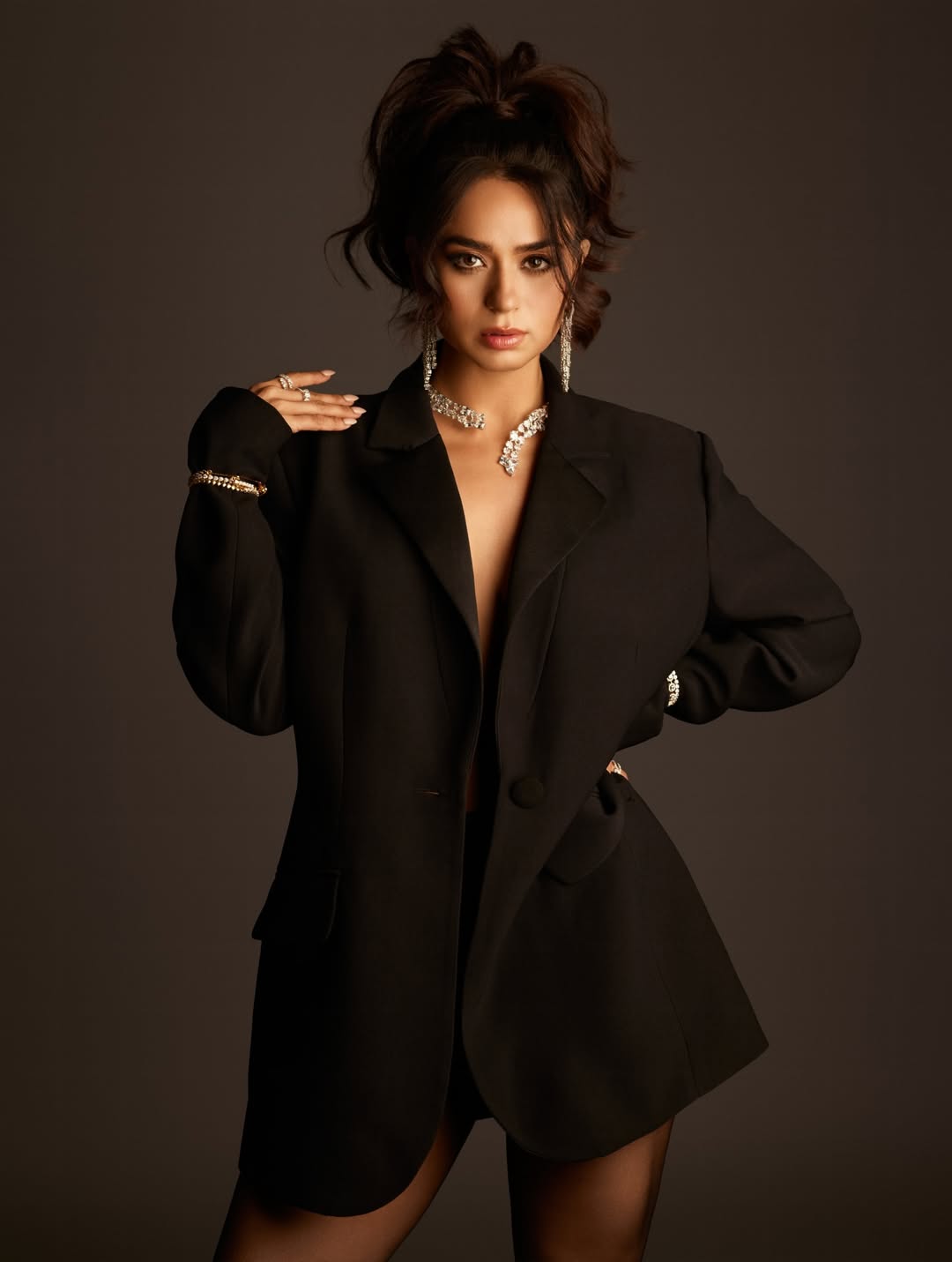 Soundarya Sharma slaying bold blazer with confident glam vibes