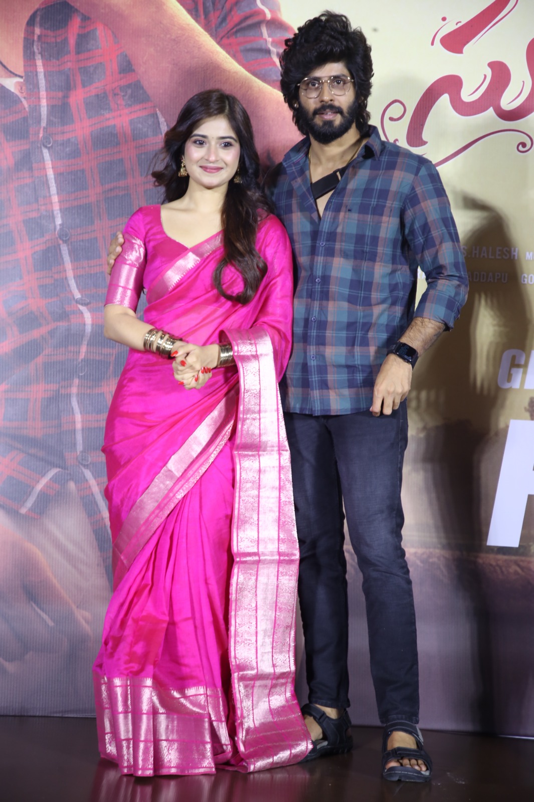 Sayli Chaudhari and Amardeep Chowdary pose for media