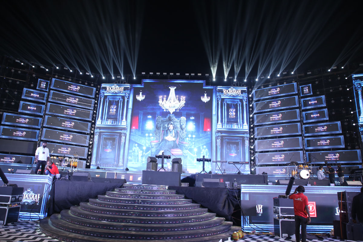 The Raja Saab pre-release event stage setup