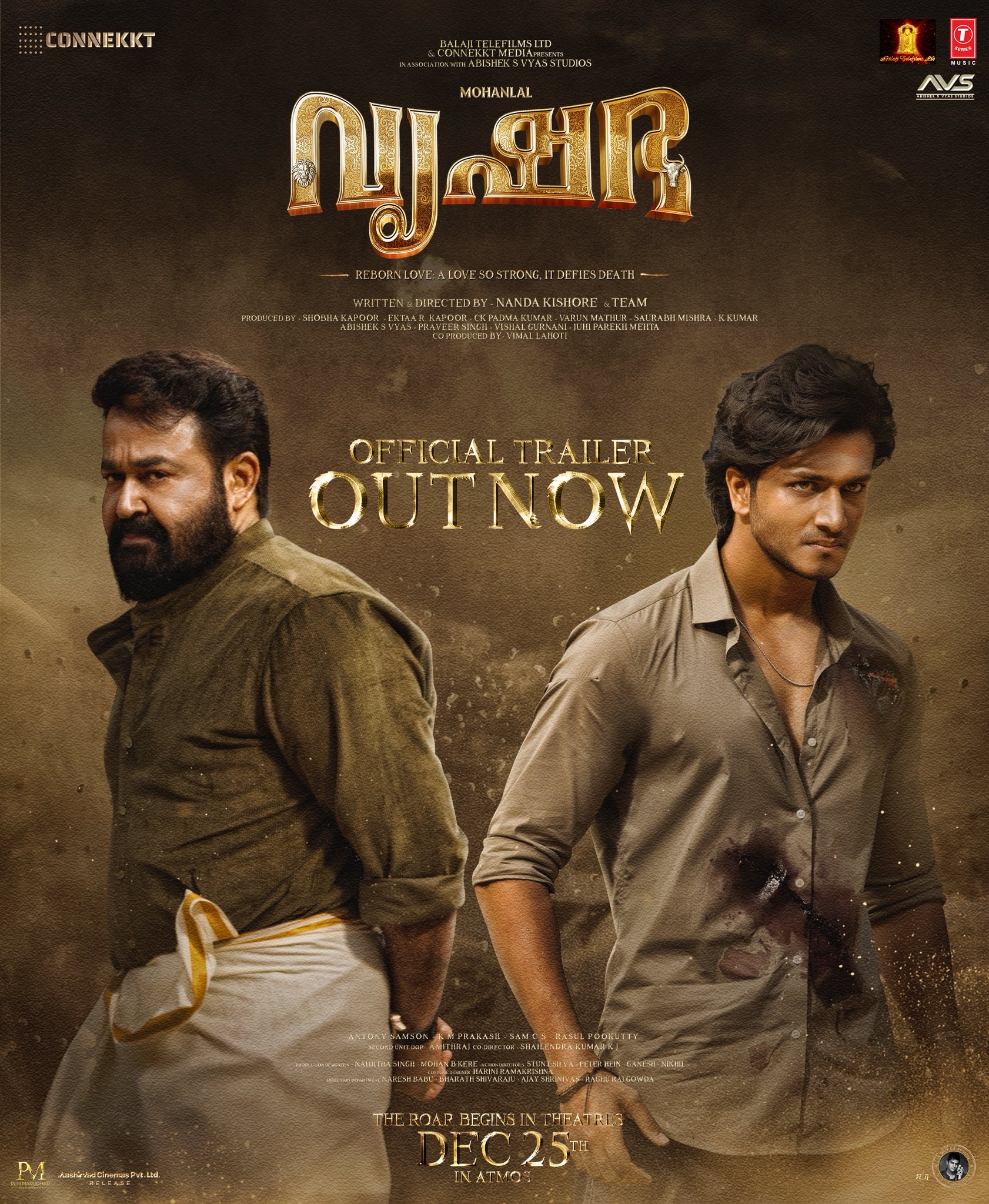 Vrusshabha official trailer poster featuring lead cast