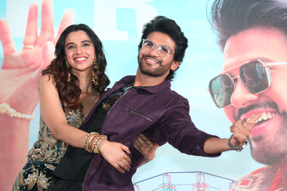 Meenakshi Chaudhary and Naveen Polishetty playful media pose