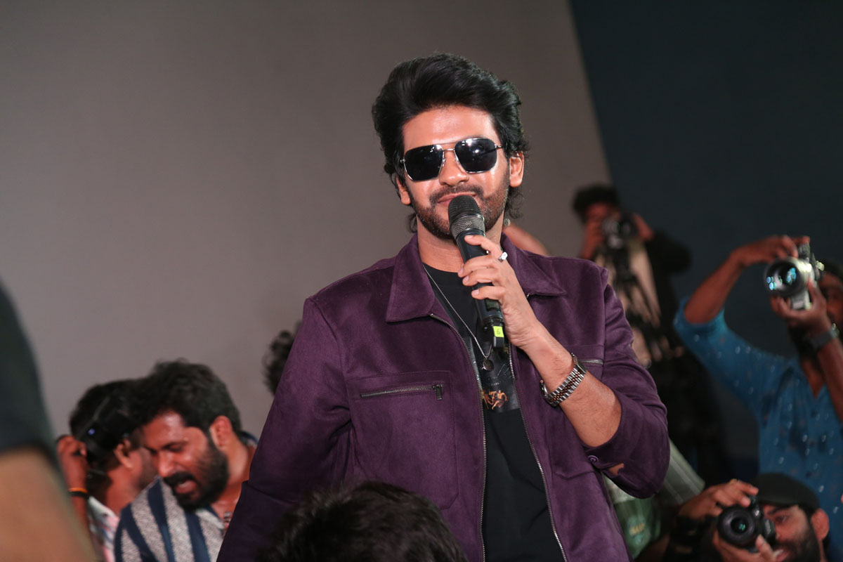 Naveen Polishetty delivering speech at trailer launch